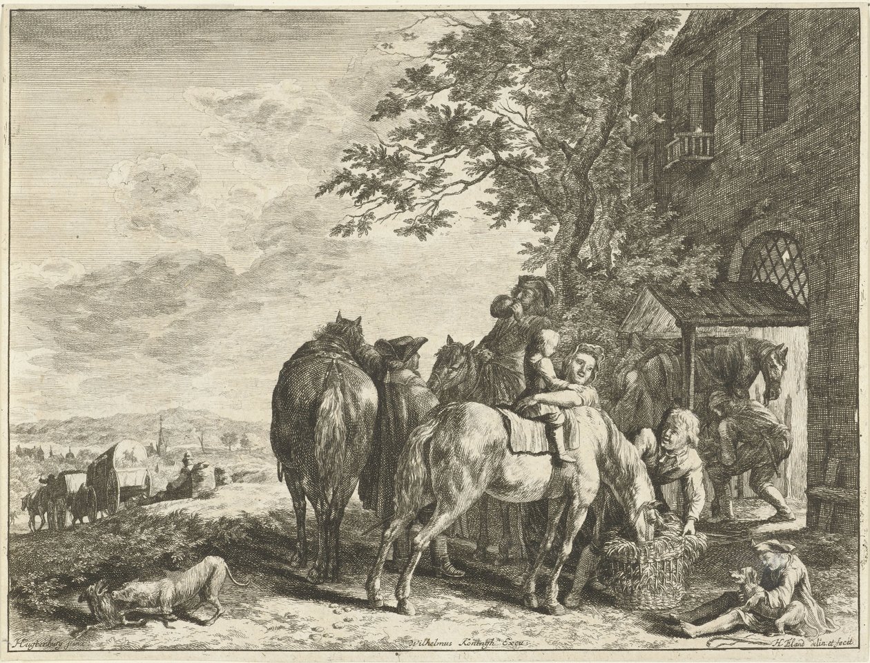 Viaggiatori davanti alla fucina da Hendrik Elandt