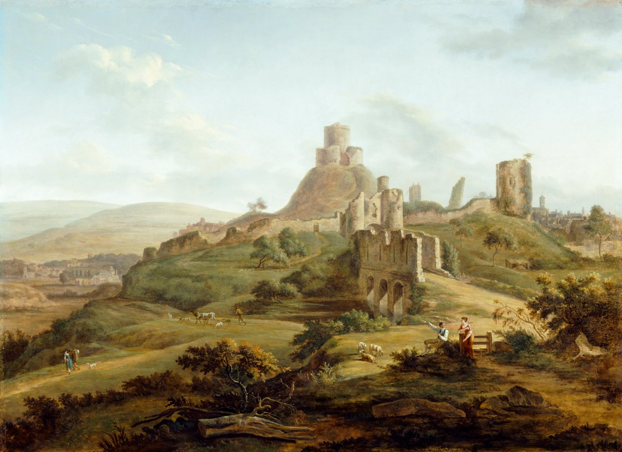 Vista del castello di Launceston da sud da Hendrik Frans de Cort