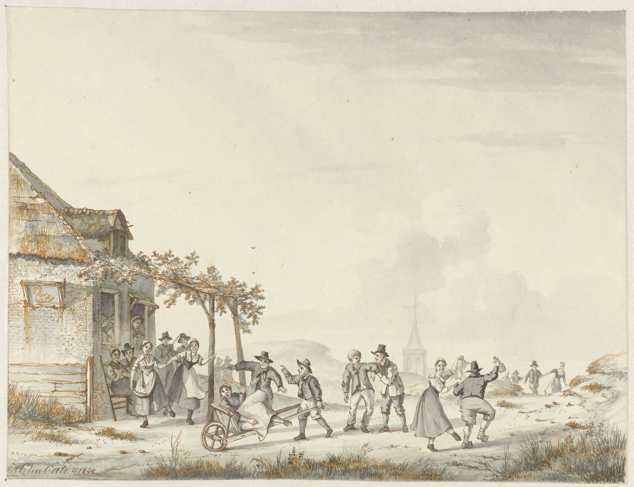 Festa di paese presso una locanda sulle dune da Hendrik Gerrit ten Cate