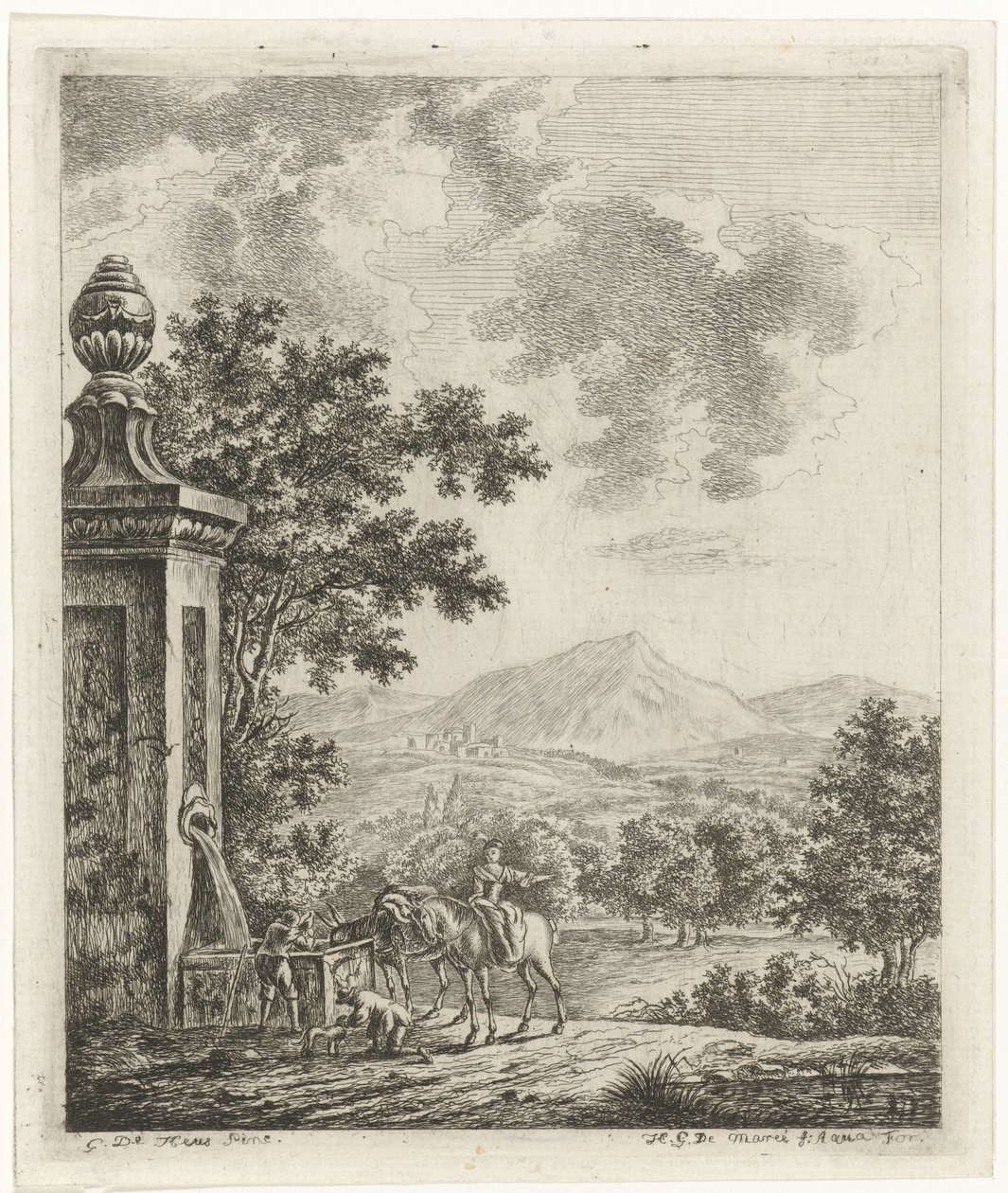 Paesaggio con figure presso una fonte da Hendrik Godart de Marée