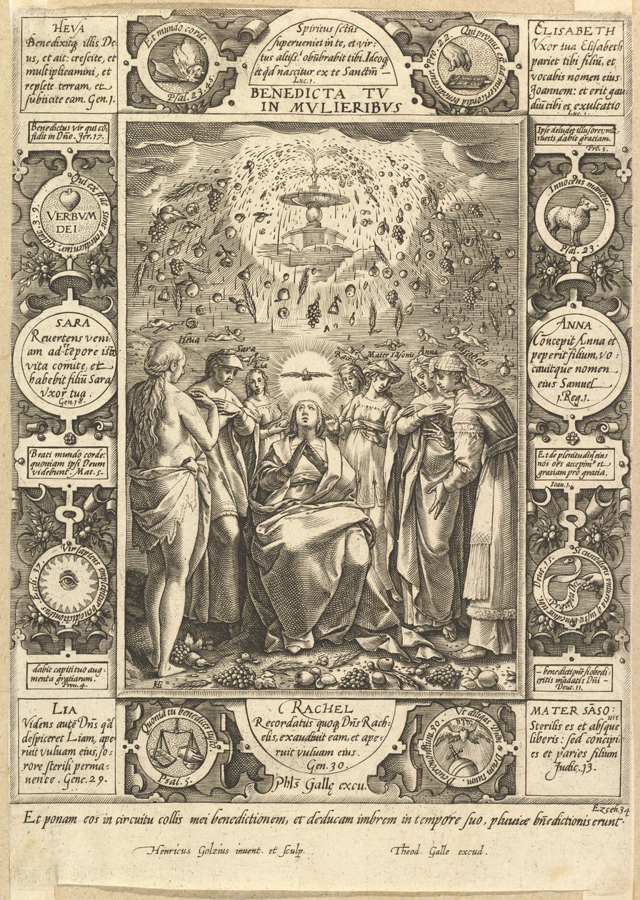 Benedicta tu in Mulieribus, da Allegorie cristiane e profane da Hendrik Goltzius