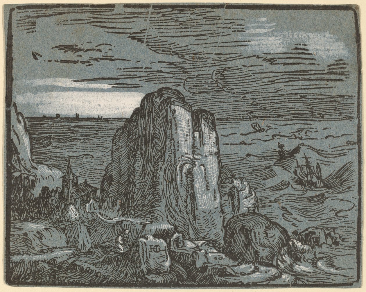 Scogliera su una spiaggia da Hendrik Goltzius