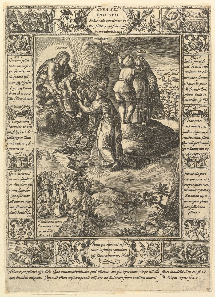 Cura Dei Pro Suis, da Allegorie della Fede Cristiana, da Allegorie Cristiane e Profane da Hendrik Goltzius