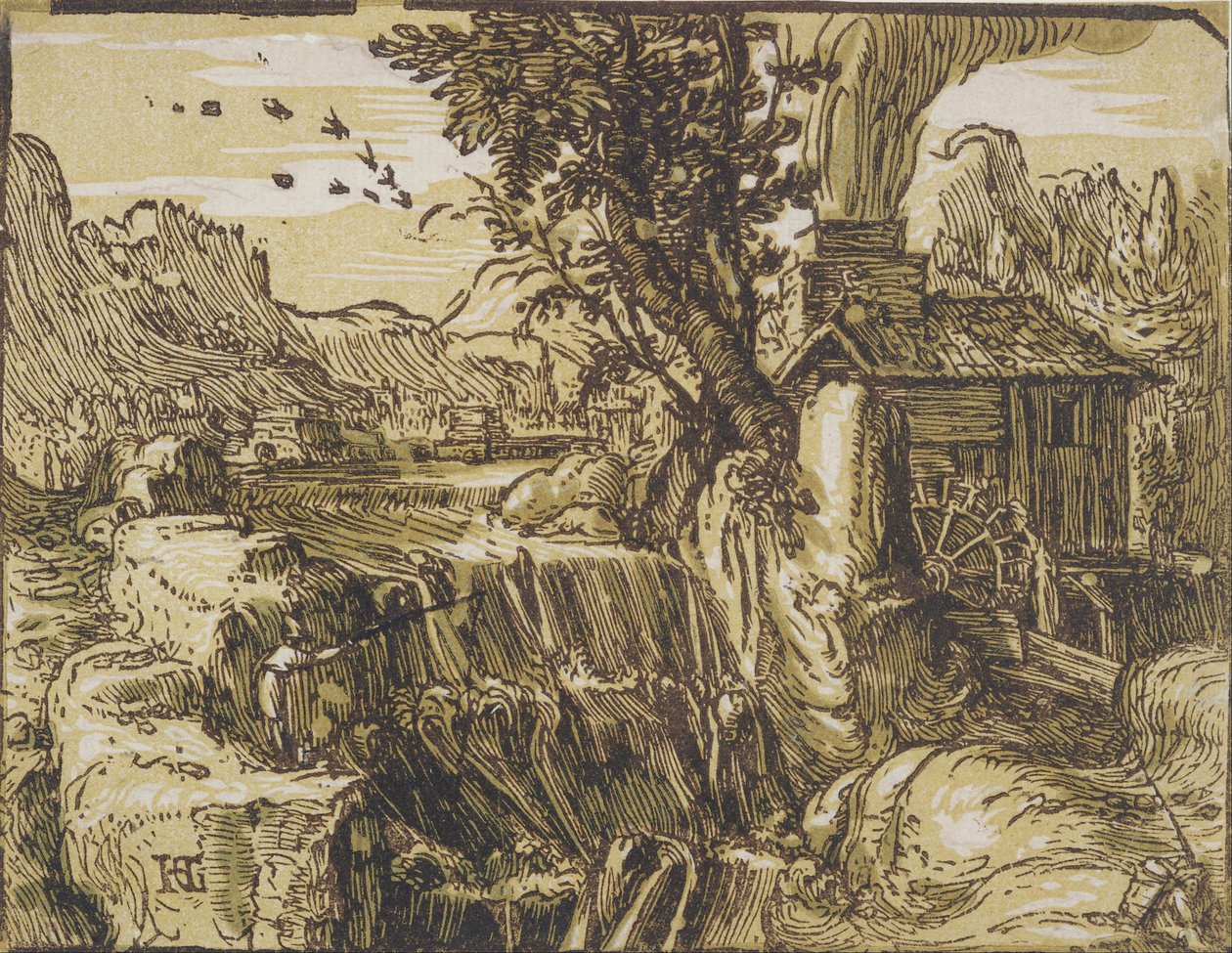 Paesaggio con cascata da Hendrik Goltzius