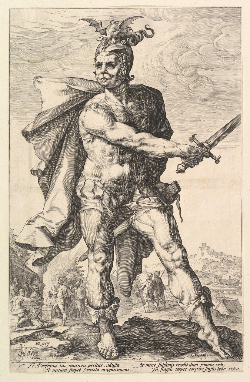Muzio Scevola, dalla serie Gli Eroi Romani da Hendrik Goltzius