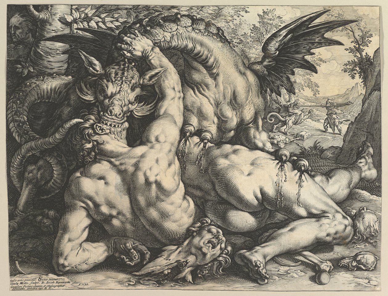 Il drago che divora i compagni di Cadmo da Hendrik Goltzius