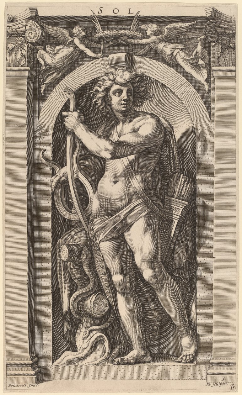 Sol o Apollo da Hendrik Goltzius after Polidoro da Caravaggio