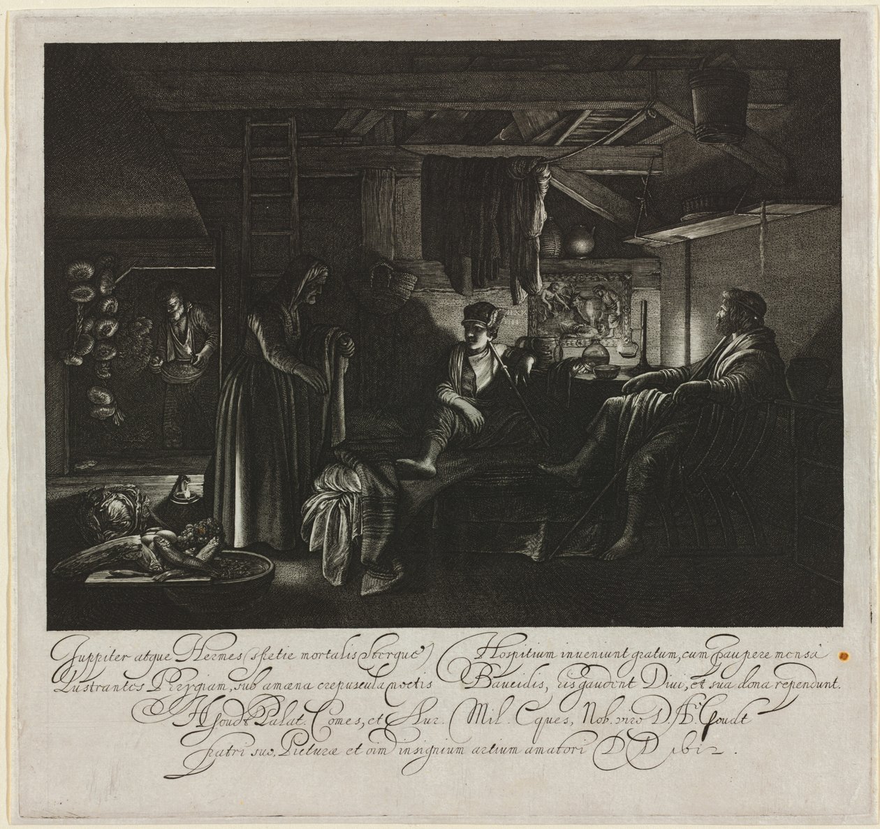Giove e Mercurio nella casa di Filemone e Bauci da Hendrik Goudt after Adam Elsheimer