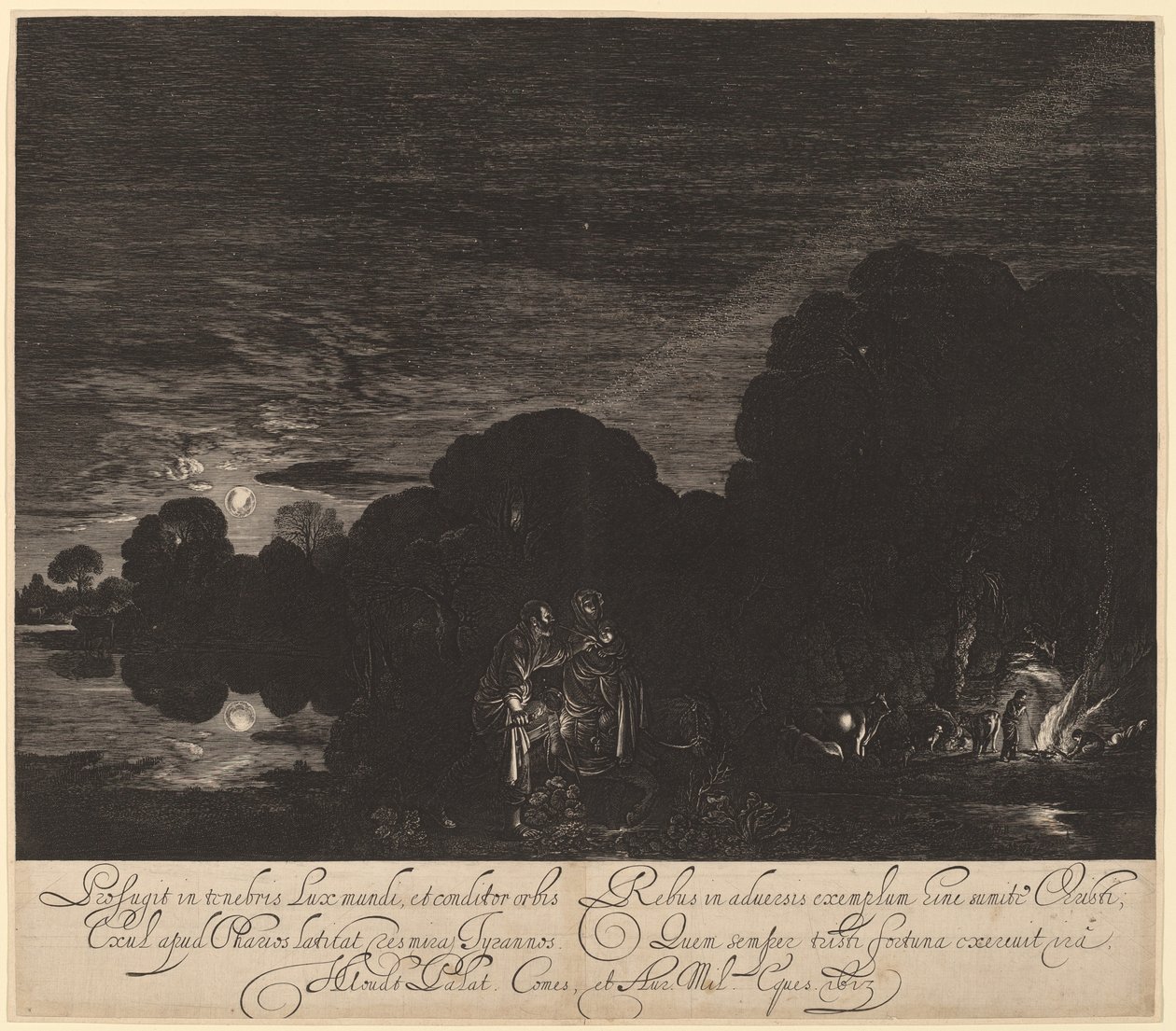 La fuga in Egitto da Hendrik Goudt after Adam Elsheimer