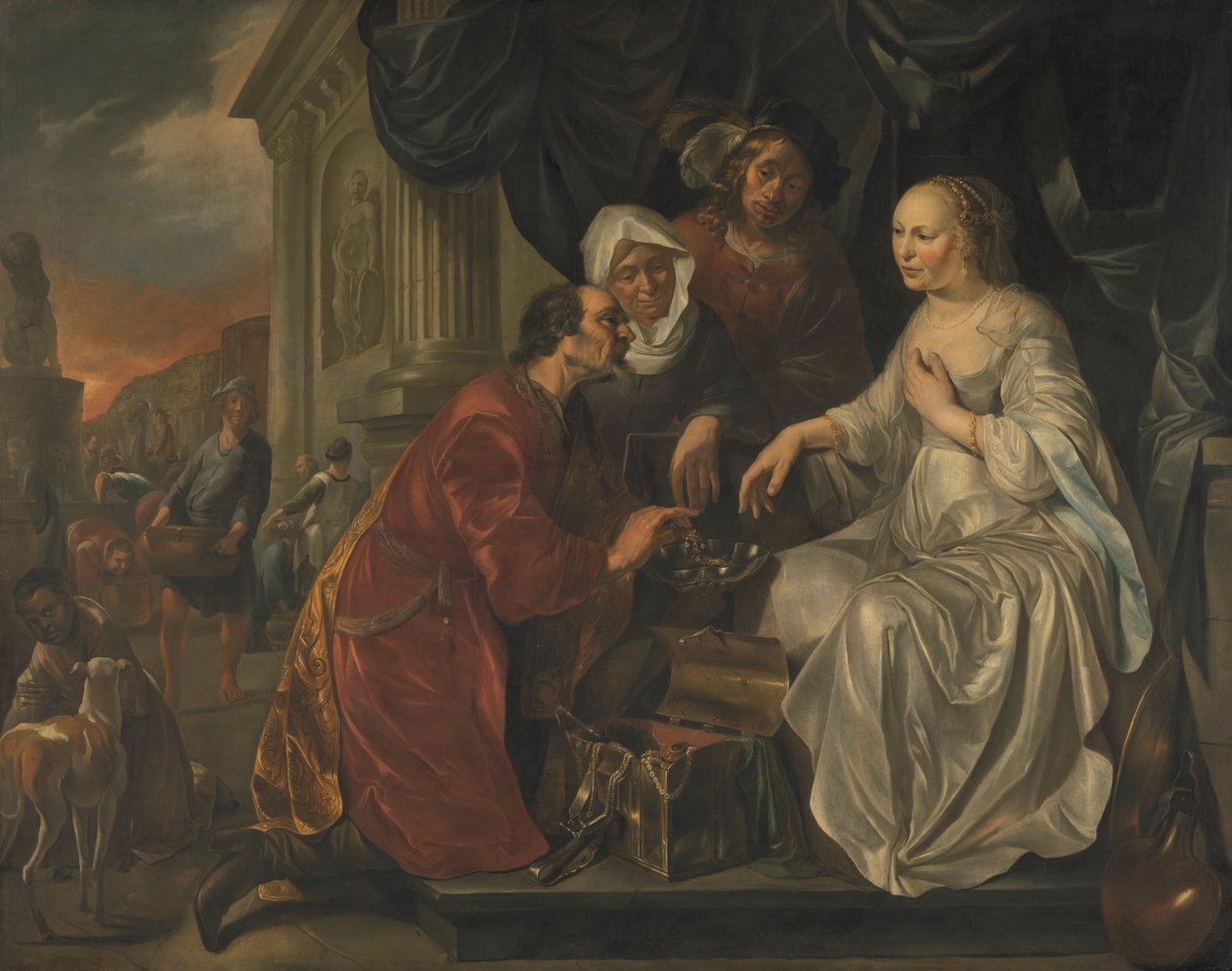 Rebecca riceve i regali dal servo di Abramo da Hendrik Heerschop