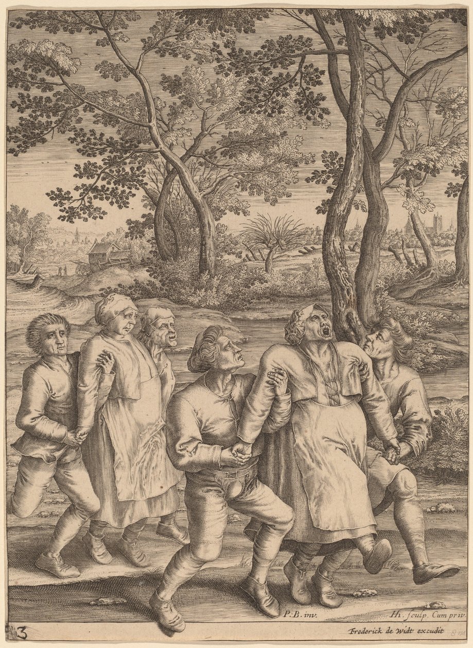 Epilettici che camminano verso destra da Hendrik Hondius I after Pieter Bruegel the Elder