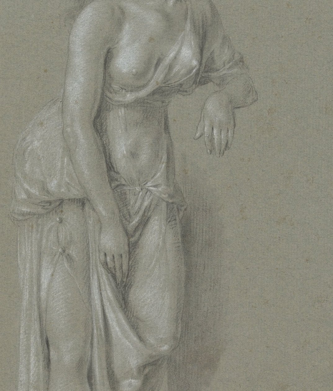 Studio di figura di una donna in abito classico, in piedi tre quarti verso destra da Hendrik Hoogers