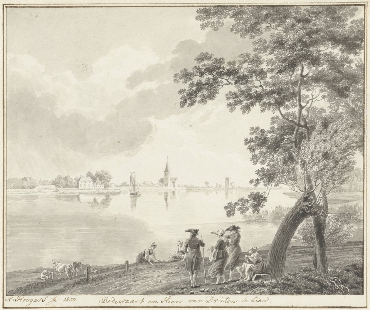 Veduta di Dodewaard e Hien da Hendrik Hoogers