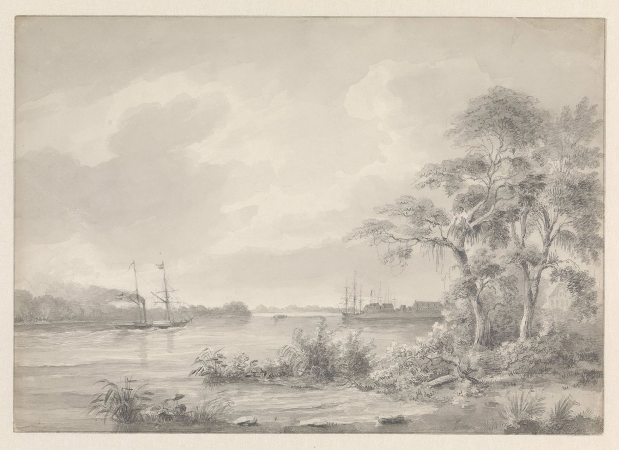 Forte Zeelandia visto dal fiume Suriname da Hendrik Huygens