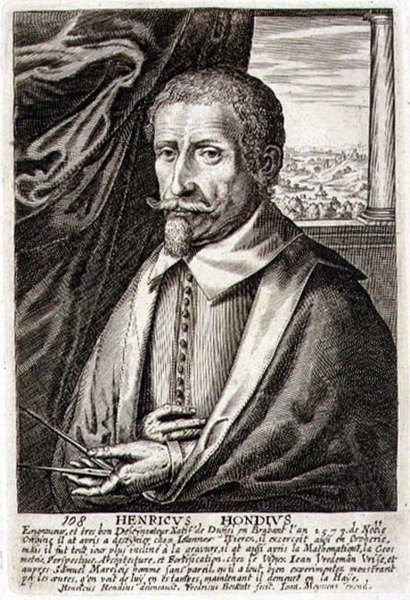 Autoritratto, tavola 108 da una serie di ritratti di artisti, inciso da Frederik Bouttats II (fl.1643-76) da Hendrik I (after) Hondius
