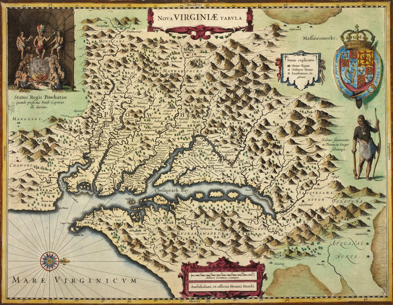 Mappa della Virginia da Hendrik I Hondius
