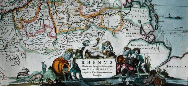 Cartiglio di una mappa del corso del Reno, da 
