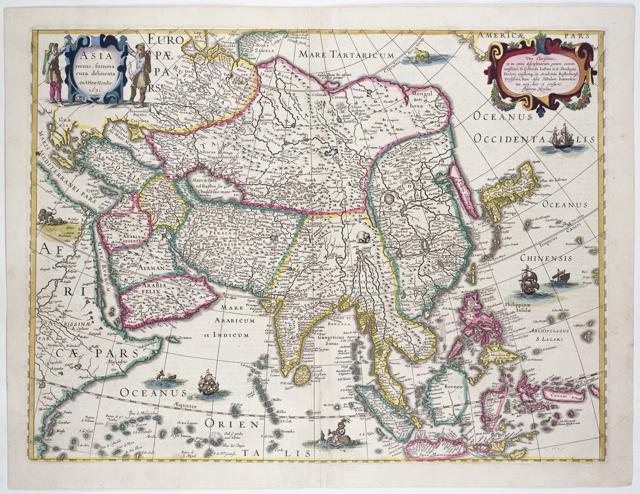 Mappa generale che include Arabia, Giappone, la penisola coreana e gran parte dell