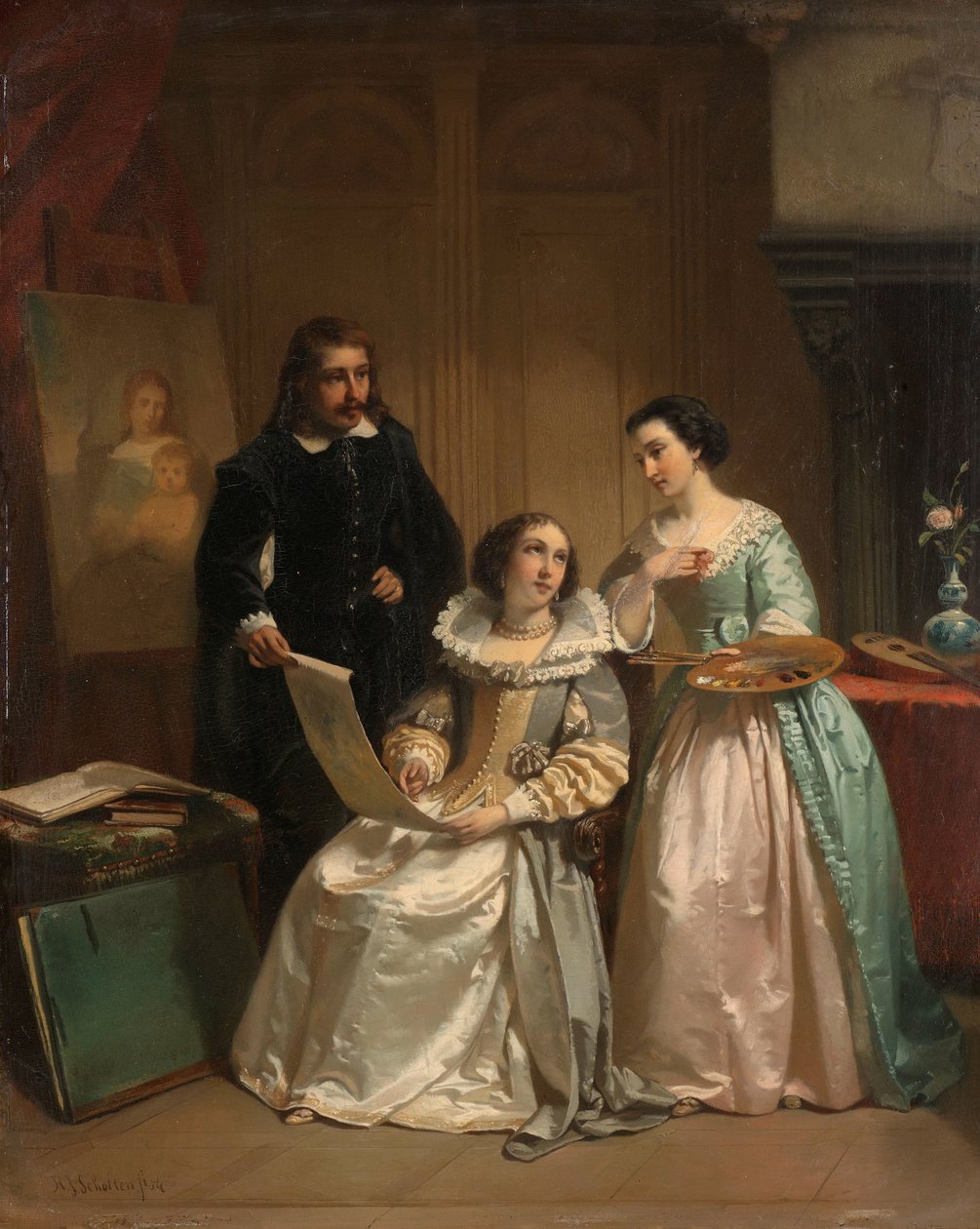 Gerard van Honthorst mostra i disegni della sua allieva Louise di Boemia ad Amalia van Solms da Hendrik Jacobus Scholten