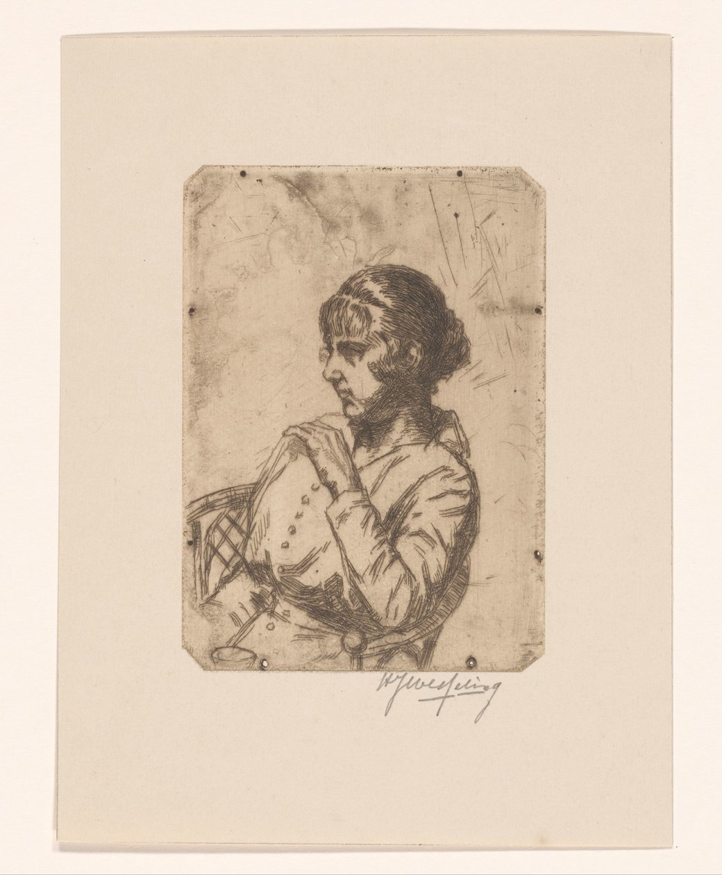 Donna su una sedia da Hendrik Jan Wesseling (signed by artist)