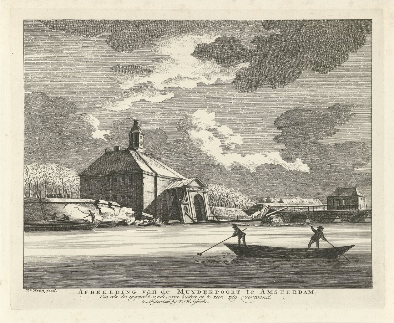 Porta Muider affondata, vista dal Singelgracht, 1769 da Hendrik Keun