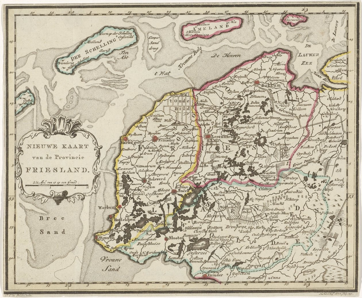 Mappa della Frisia da Hendrik Kloekhoff