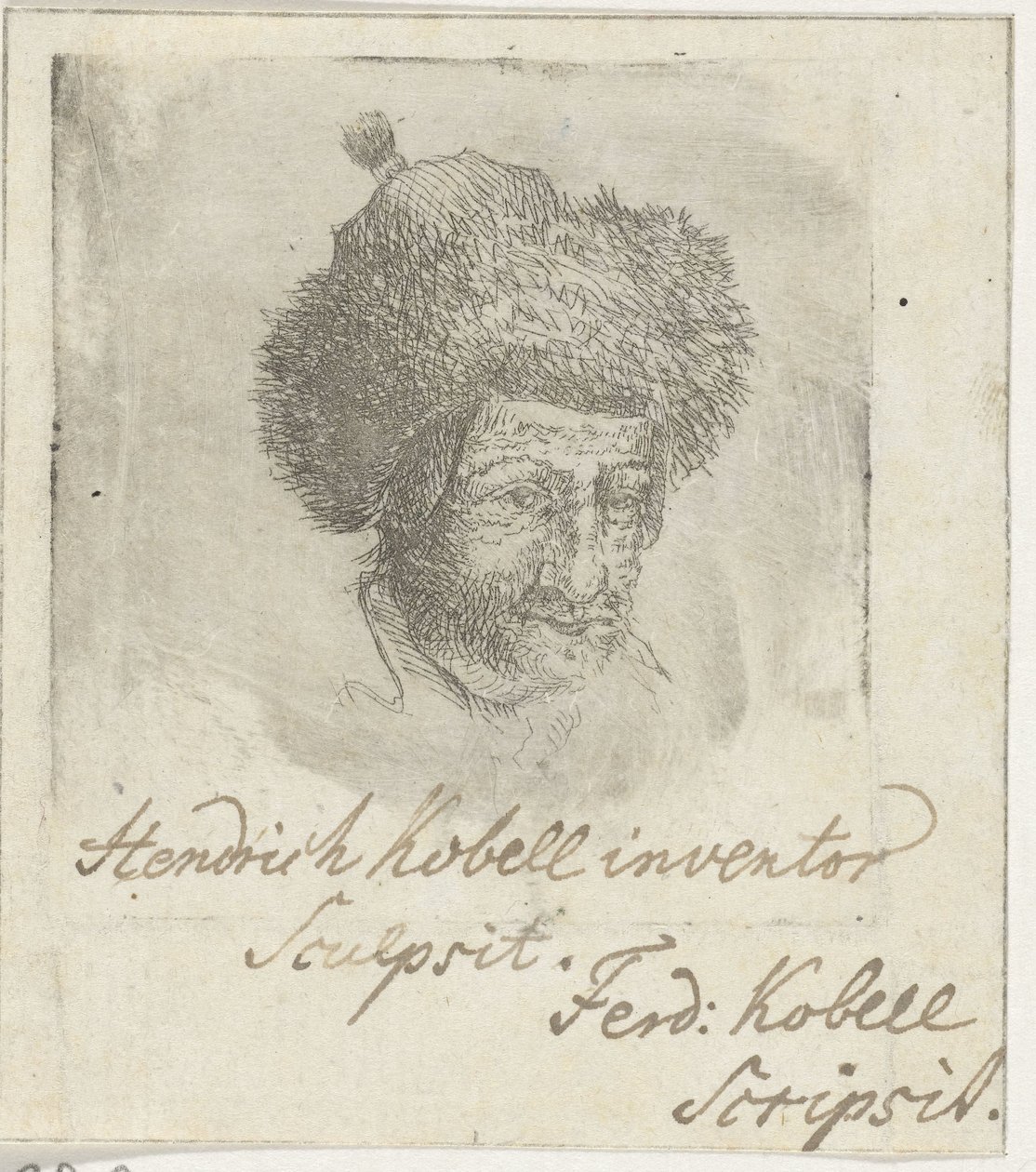 Testa di uomo con cappello di pelliccia da Hendrik Kobell