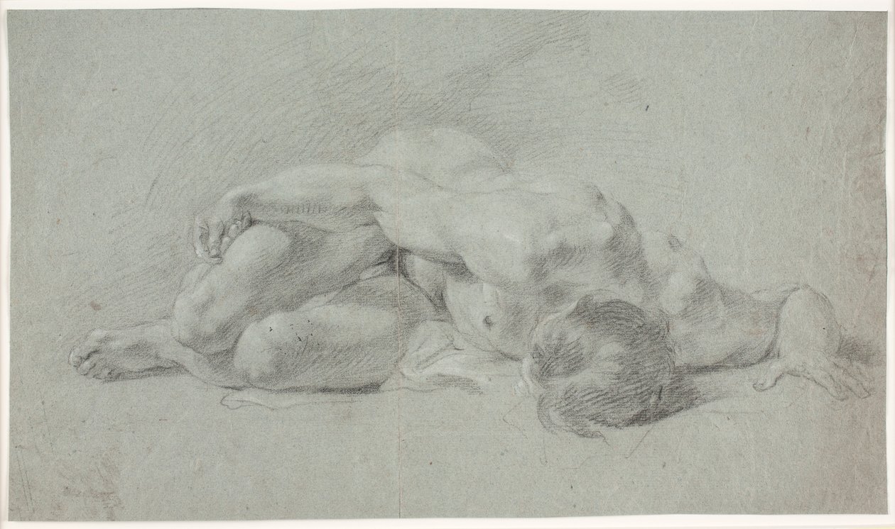 Studio di modello maschile, sdraiato, rannicchiato da Hendrik Krock