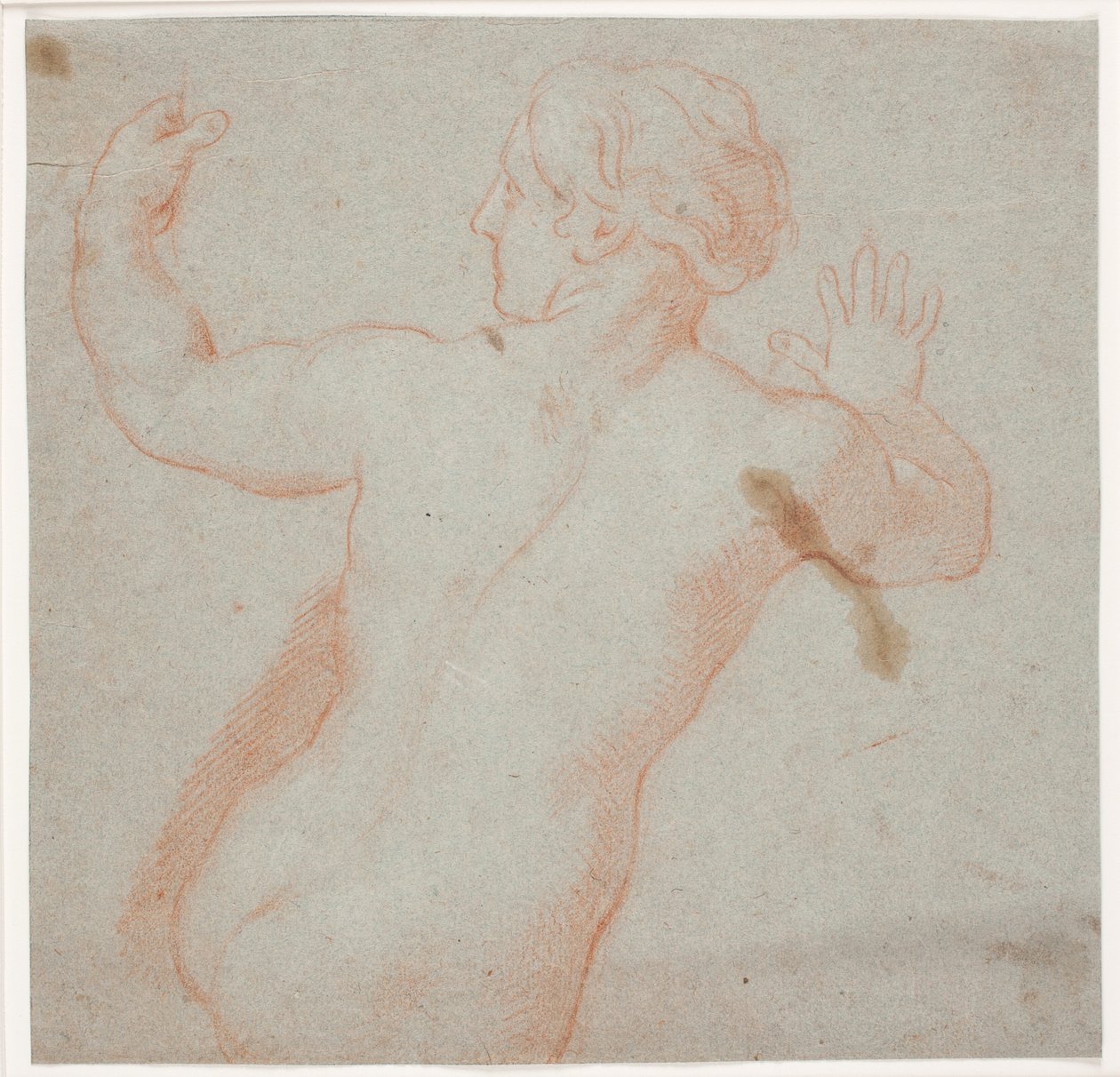 Donna nuda con le braccia tese, vista da dietro. (Una ninfa in fuga) da Hendrik Krock