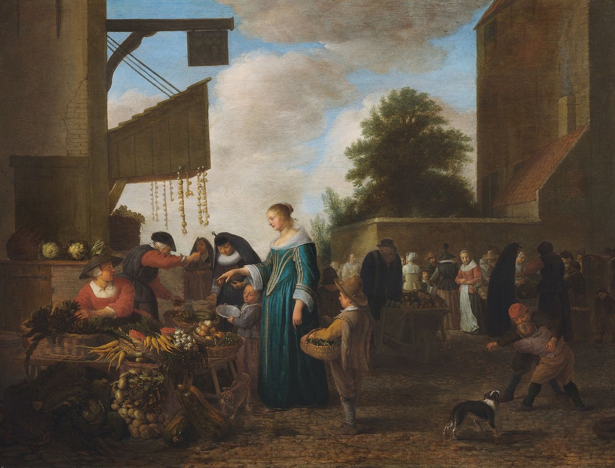 Mercato delle verdure, 1660 circa (olio su legno di quercia) da Hendrik Martensz Sorgh