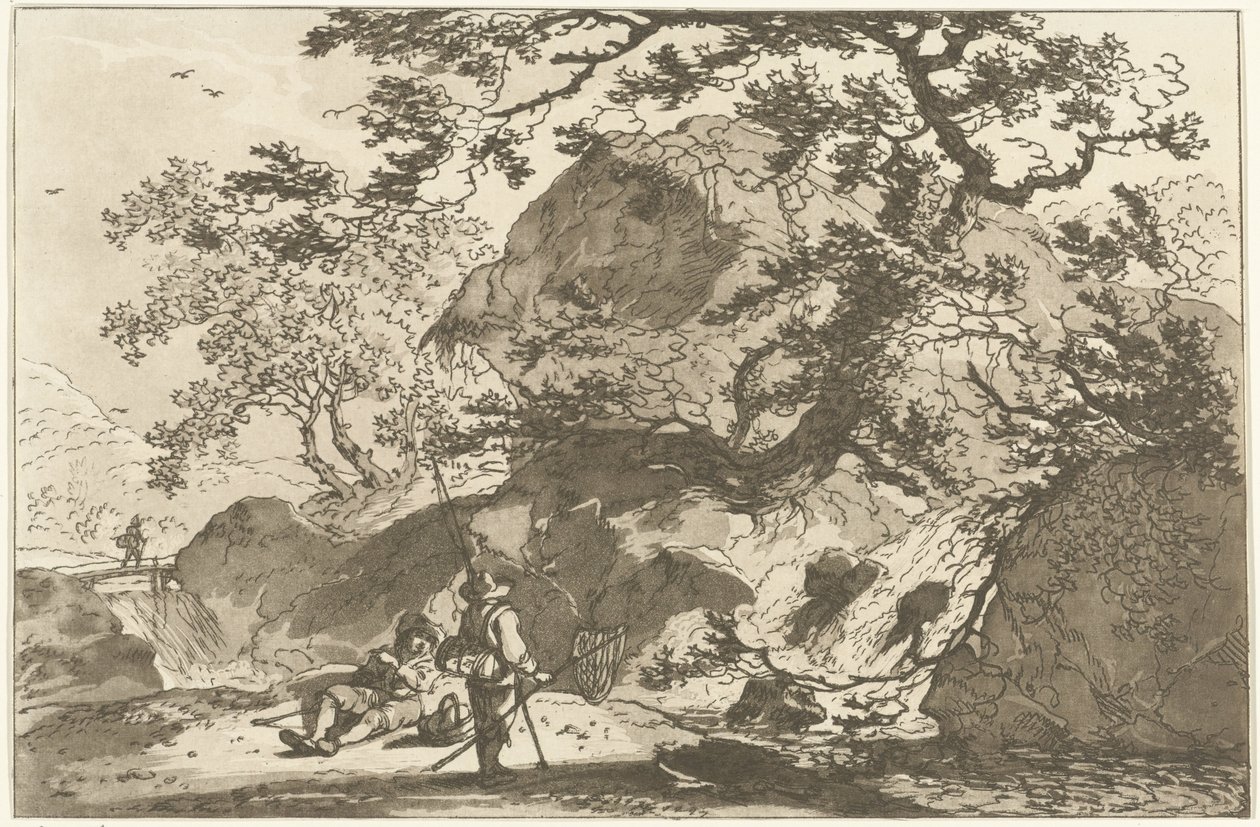 Paesaggio con un pescatore e un uomo che riposa da Hendrik Meijer