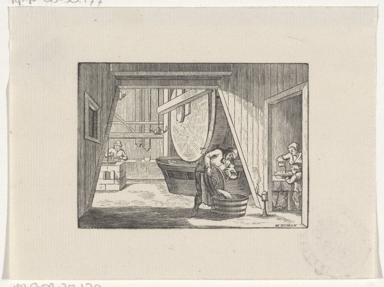Figure al lavoro in un mulino da Hendrik Numan