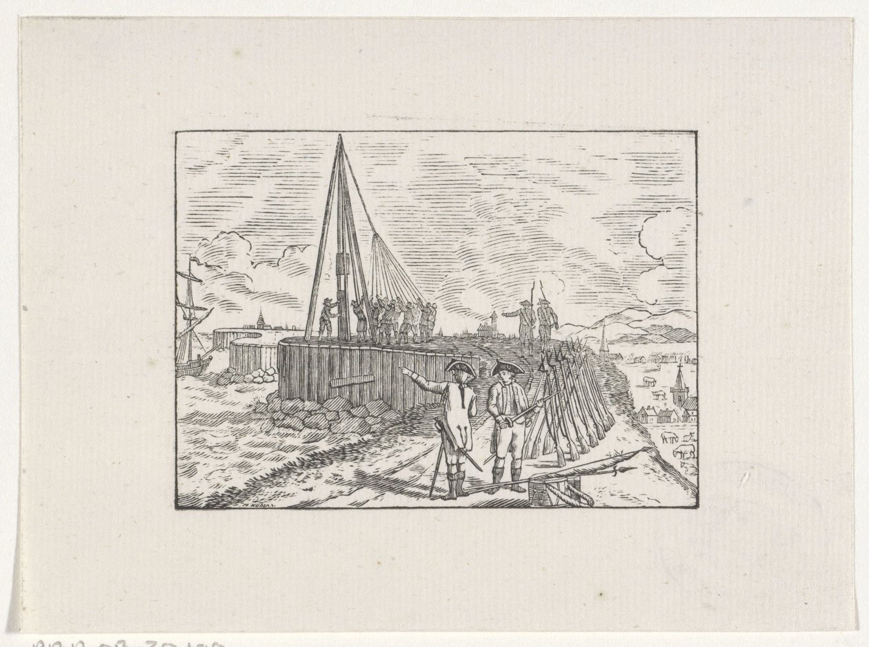 Soldati al lavoro su una costa fortificata da Hendrik Numan