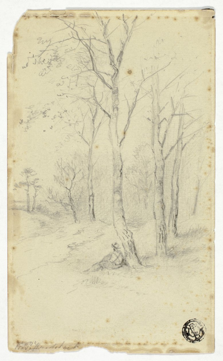 Uomo seduto sotto gli alberi da Hendrik Pieter Koekkoek