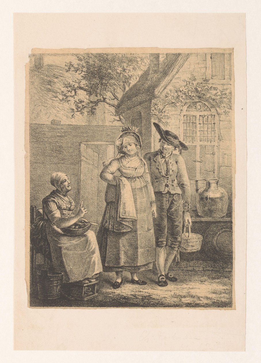 Vecchia donna parla a una giovane coppia da Hendrik Rochussen