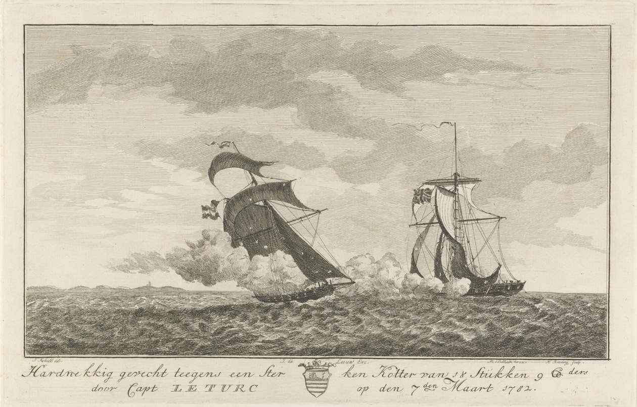Combattimento contro un cutter forte, 1782 da Hendrik Roosing