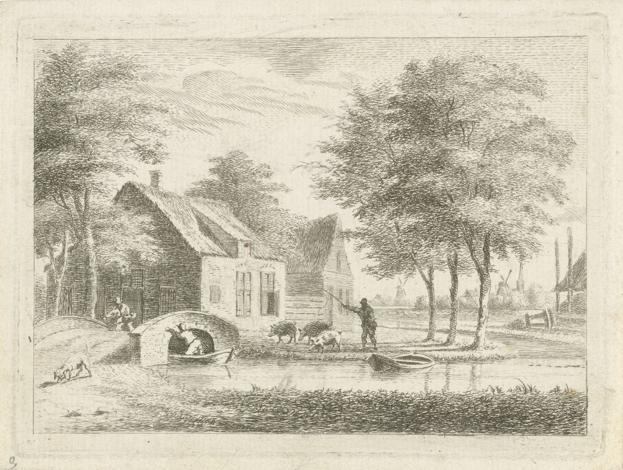 Paesaggio con un ponte di pietra da Hendrik Roosing