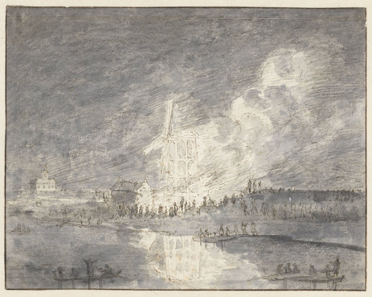 Incendio in un mulino sulla Muiderdijk, ca. 1710 da Hendrik Spilman