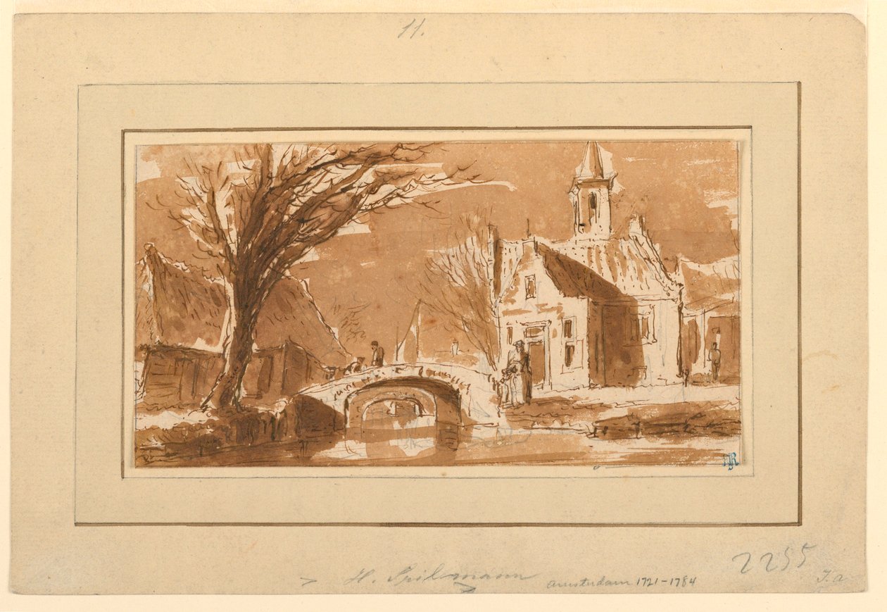 Disegno, città su un canale, 1750-70 da Hendrik Spilman