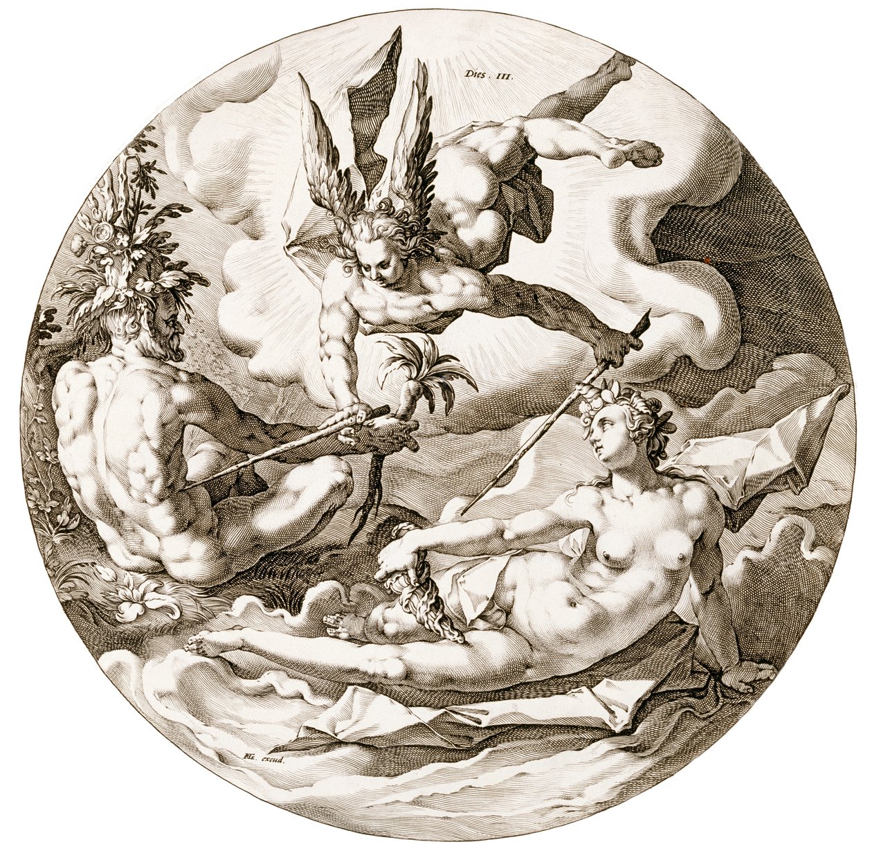 Giorno III, La Separazione delle Acque, dalla serie I Sei Giorni della Creazione, 1589 da Hendrik after Goltzius