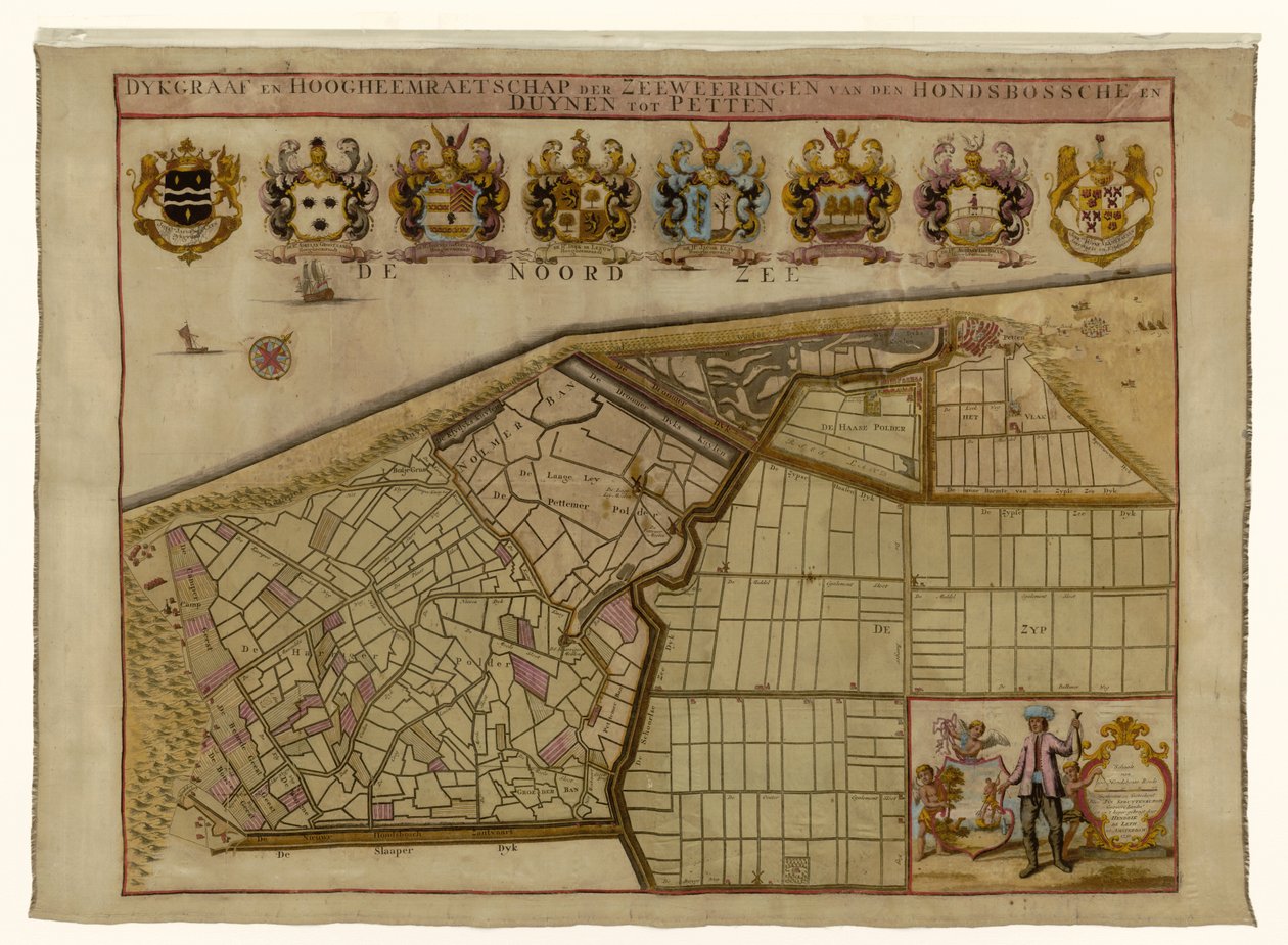 Mappa della diga di Hondsbossche e delle dune di Petten da Hendrik de Leth