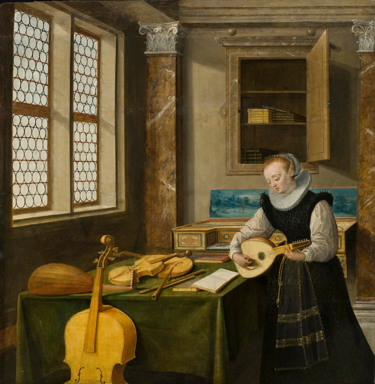 Signora che suona il liuto da Hendrik the Younger Steenwyck