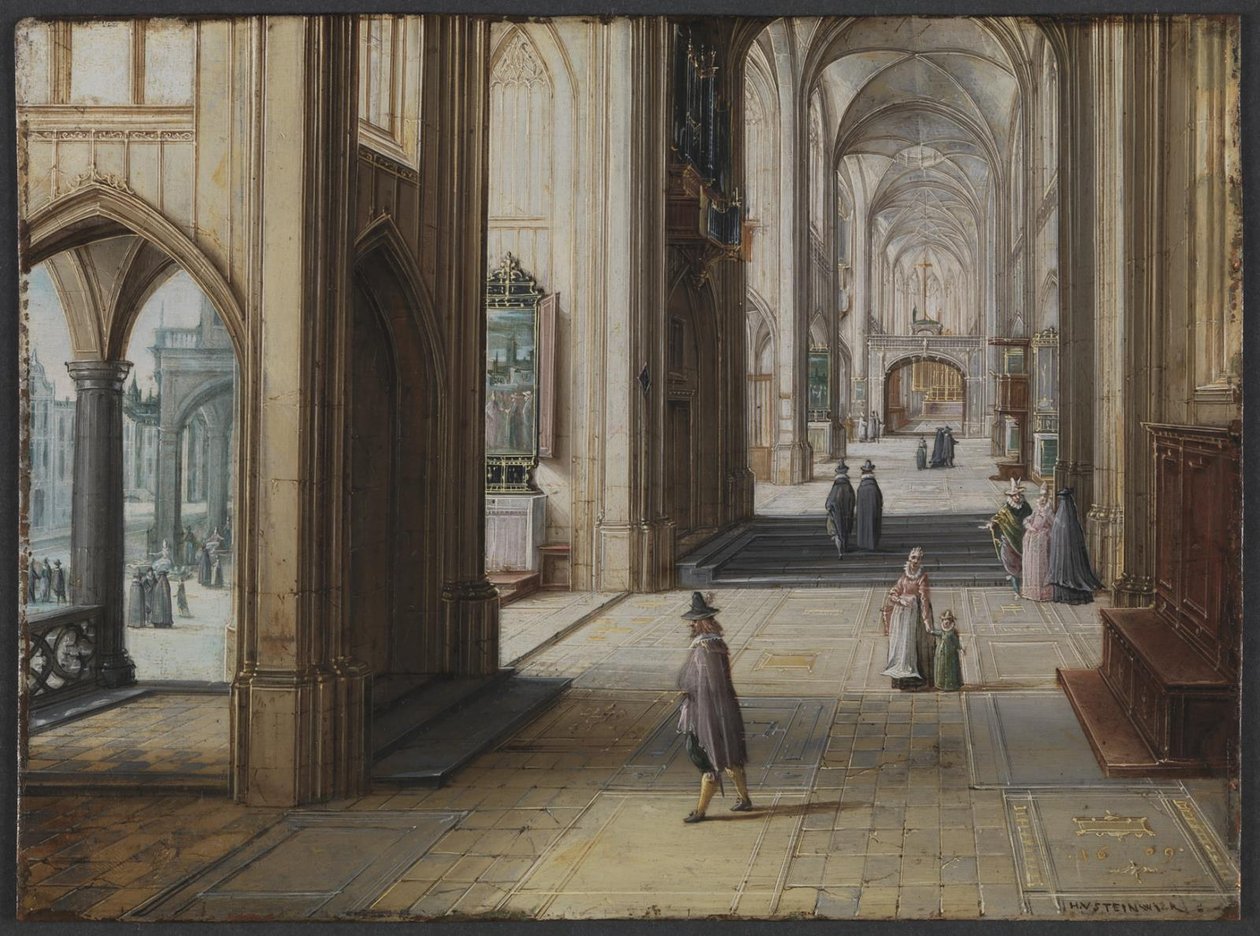 Interno di una chiesa gotica guardando a est da Hendrik van II Steenwijck