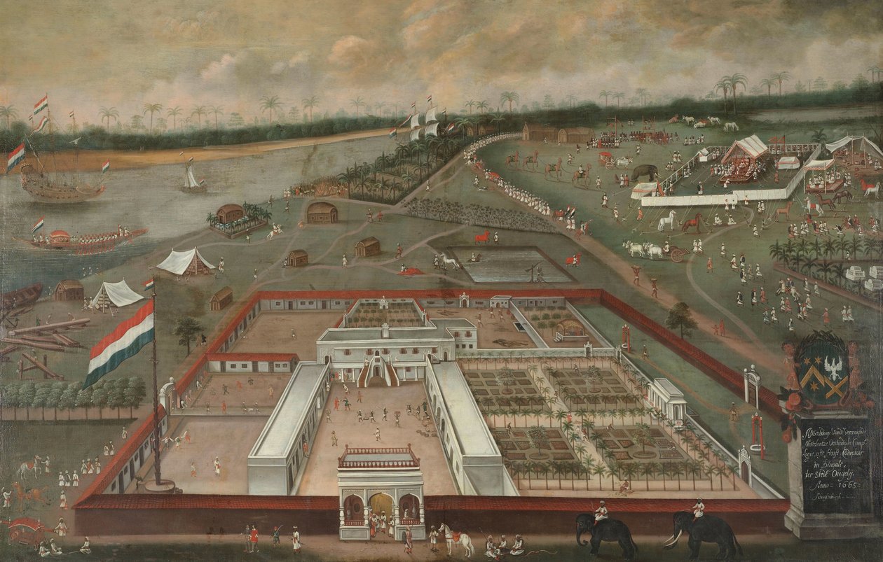 Il Posto di Commercio della Compagnia Olandese delle Indie Orientali a Hooghly, Bengala da Hendrik van Schuylenburgh