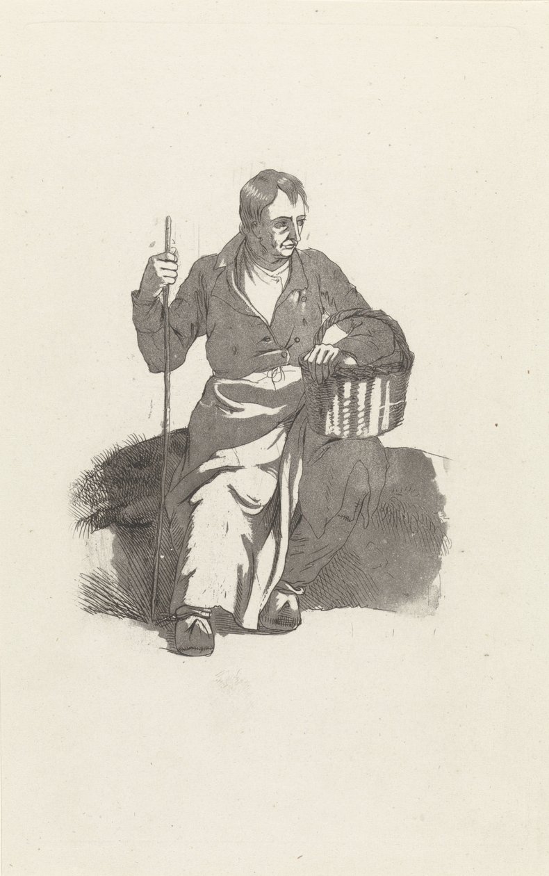 Uomo seduto con cesto da Hendrikus van de Sande Bakhuyzen