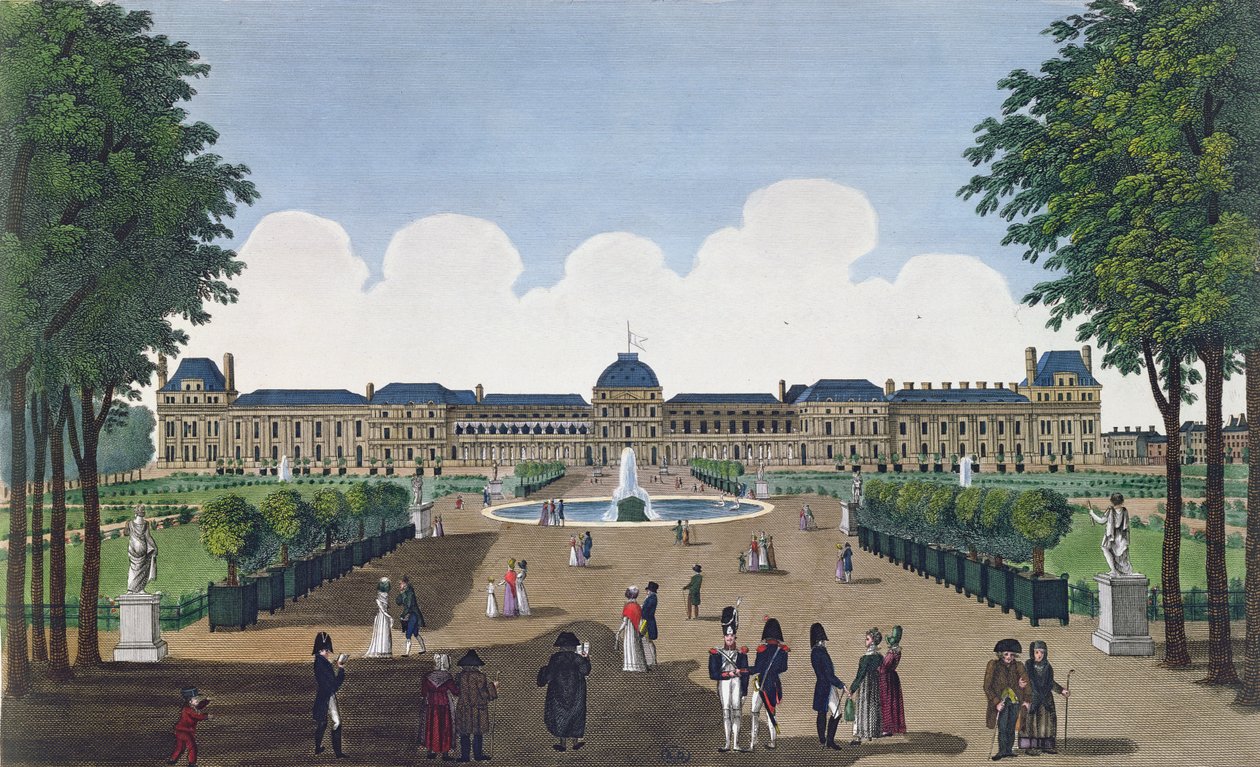 Le Tuileries e i giardini delle Tuileries, c.1815-20 da Henri Courvoisier Voisin