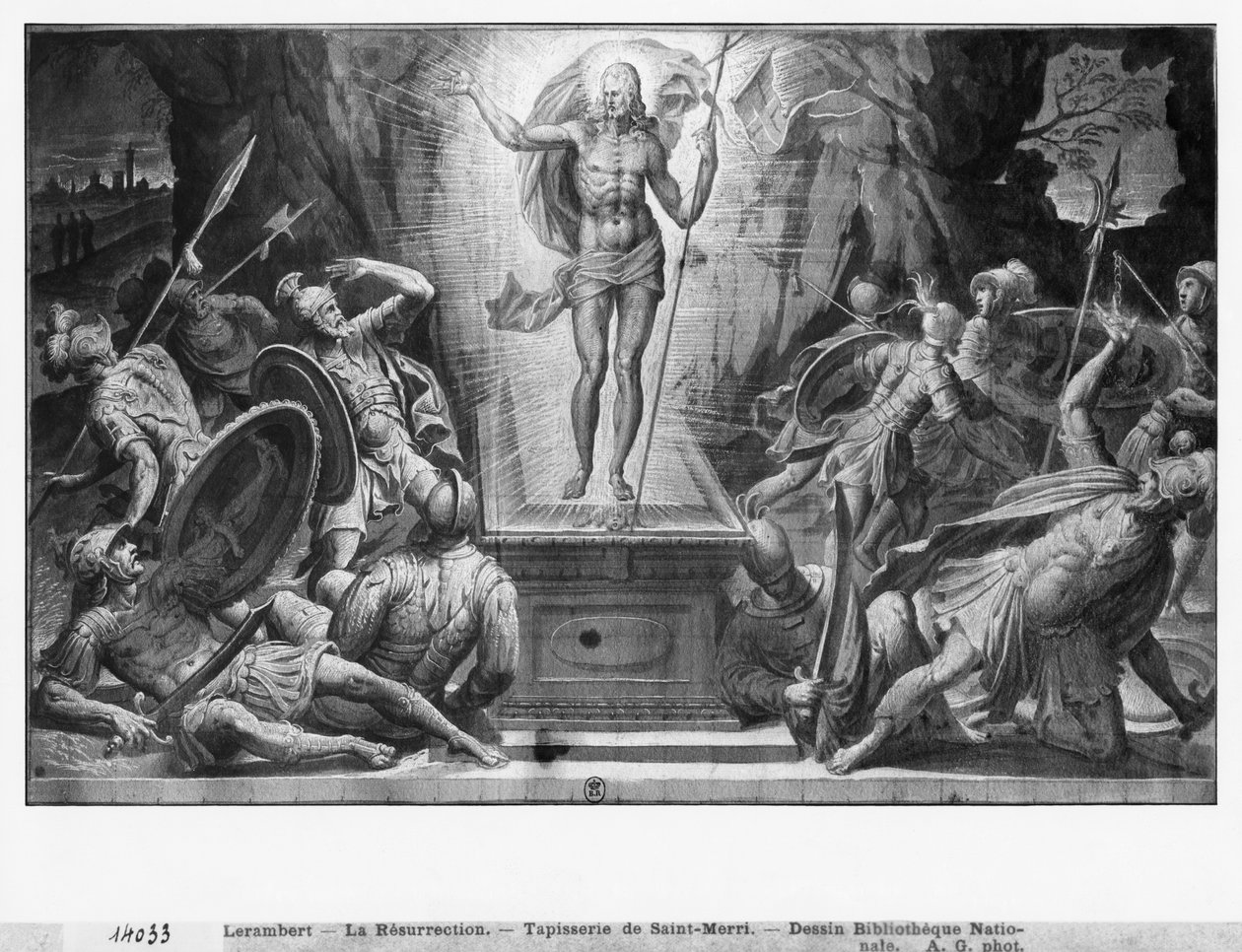 Vita di Cristo, Resurrezione di Cristo, studio preparatorio per il cartone di arazzo per la Chiesa di Saint-Merri a Parigi, c.1585-90 da Henri Lerambert