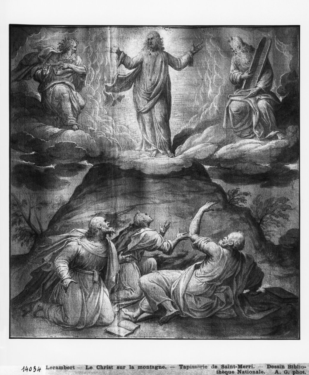 Vita di Cristo, Trasfigurazione di Cristo sul Monte Tabor, studio preparatorio per il cartone di un arazzo per la Chiesa Saint-Merri a Parigi, c.1585-90 da Henri Lerambert