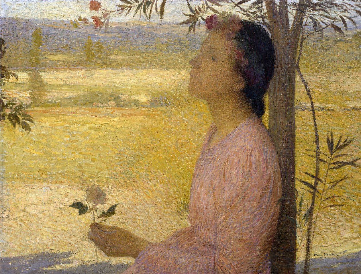 Giovane Donna con una Rosa da Henri Martin