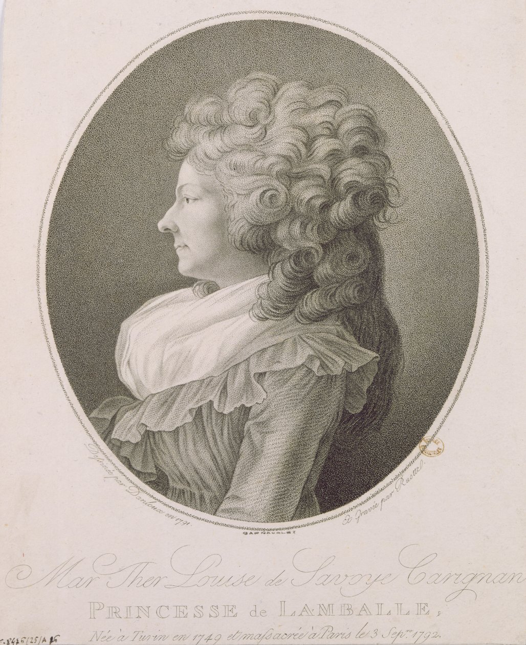 Marie Therese Louise de Savoie-Carignan (1749-92) Principessa di Lamballe, 1791 da Henri Pierre Danloux